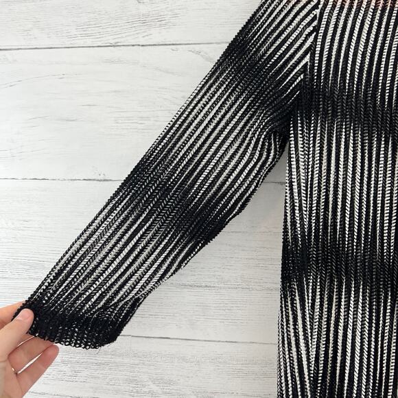 Elementz Black and White Open White 3/4 Sleeve Light Cardigan Size S - Picture 4 of 8